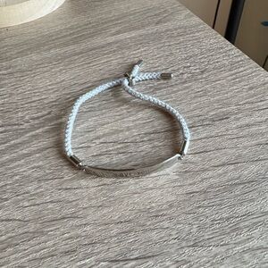 Silver and White Adjustable Bracelet "Love you"